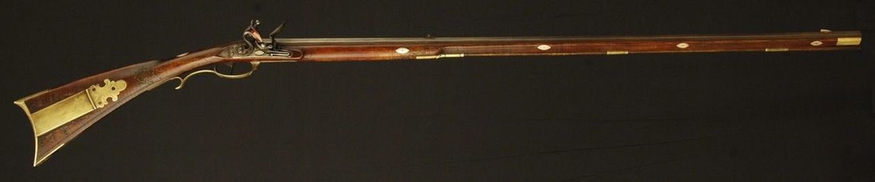 Jacob Kuntz Flintlock Rifle, Red Varnish, lehigh, flintlock